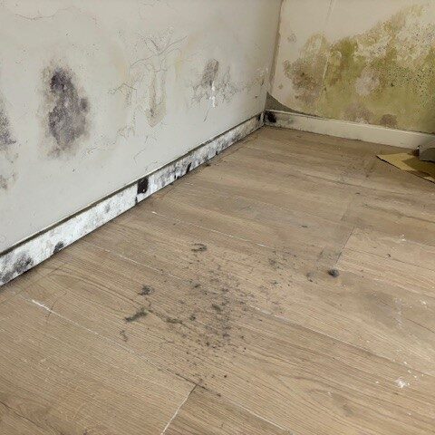 Waterschade aan een woning. KW Direct Herstel komt de waterschade herstellen.